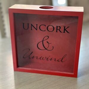 Unicorn and unwind. Cork saver. 10x10x3 wall hanging or table top decor.